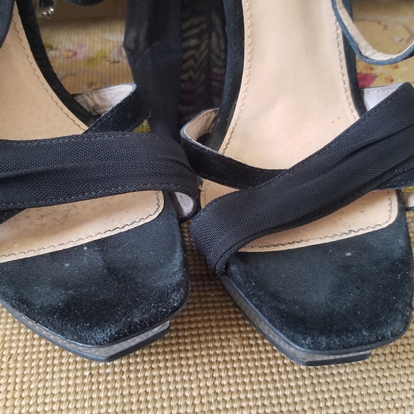 Black Suede Tie Up Smoky Heels - Picture 9 of 15